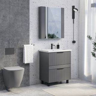 Тумба-умывальник Comforty Лима-70Н2 антрацит с раковиной Como 70